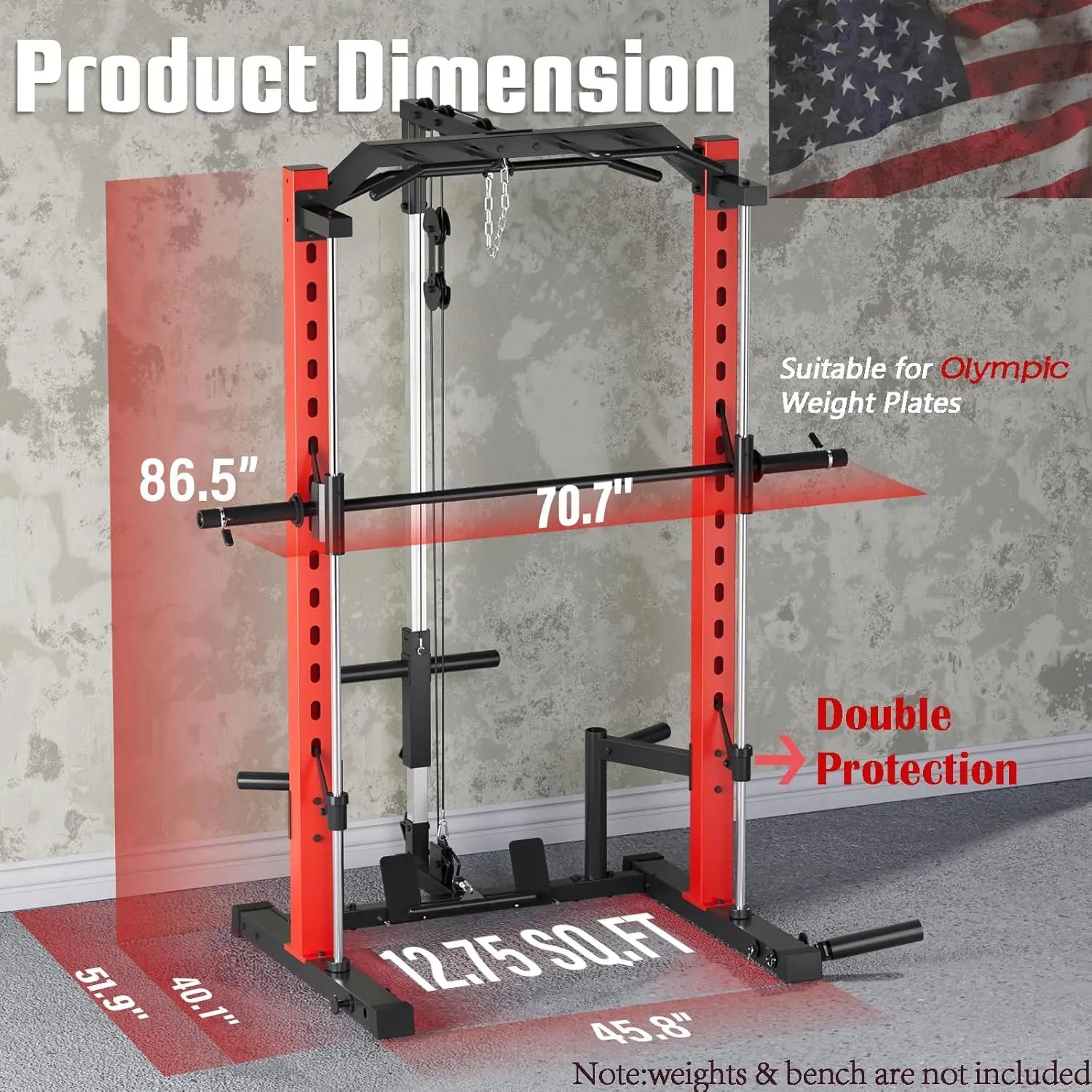 Transform Your Home Gym with the OPPSDECOR All-In-One Adjustable Smith Machine: Ultimate Power Cage with Lat-Pull Down System for Versatile Workouts