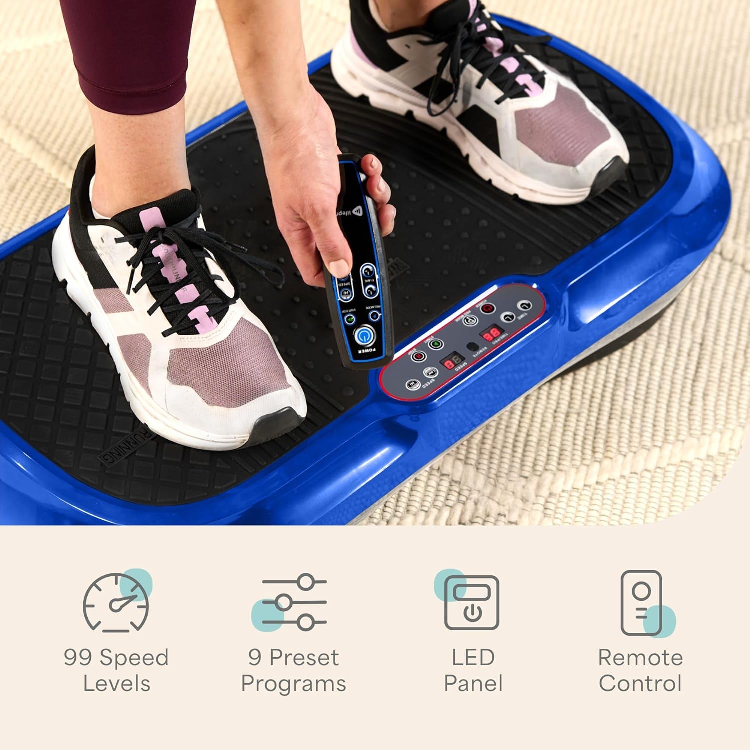 Waver Vibration Plate Exercise Machine – High-Intensity Vibration Plate for Lymphatic Drainage – Full-Body Workout Vibrating Platform with Loop Bands – Fitness Equipment for Strength & Toning